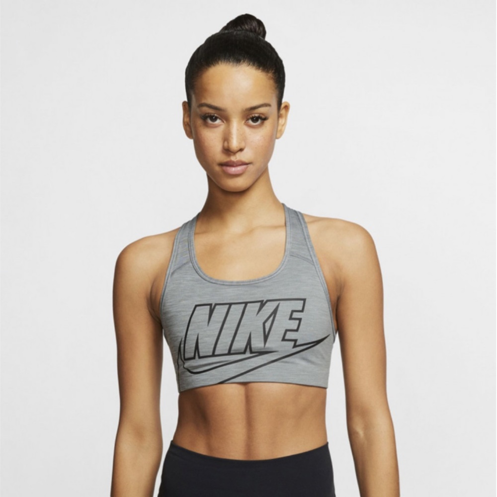 Nike Swoosh Logo Racerback Sports Bra Black Grey Women's XL - DN4207 084